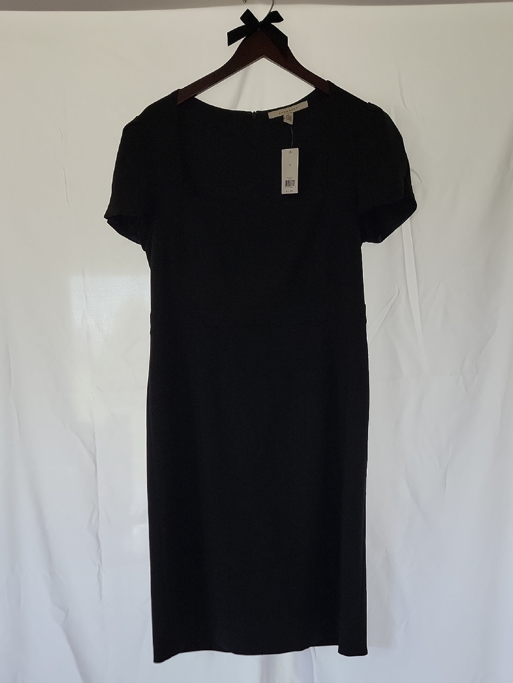 NWT Classic Black Midi Shift Dress - Women's Elegant Short Sleeve